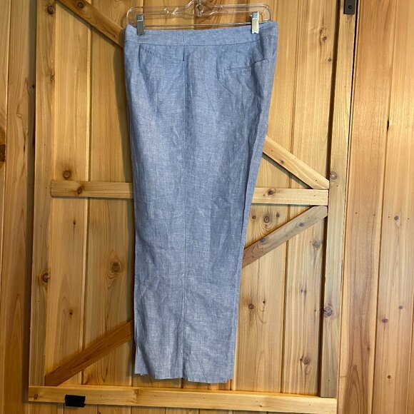 Talbots Women Blue Chambray Linen Pants Cropped Lightweight Size 10 - Picture 3 of 7